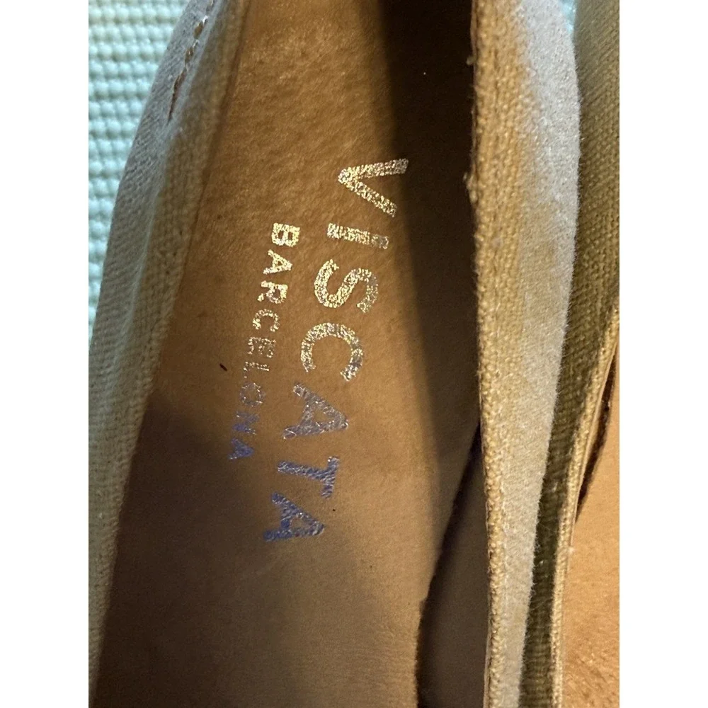 VISCATA Barcelona Shoes Womens Size 7 Beige Espadrille Wedge Heels Made Spain